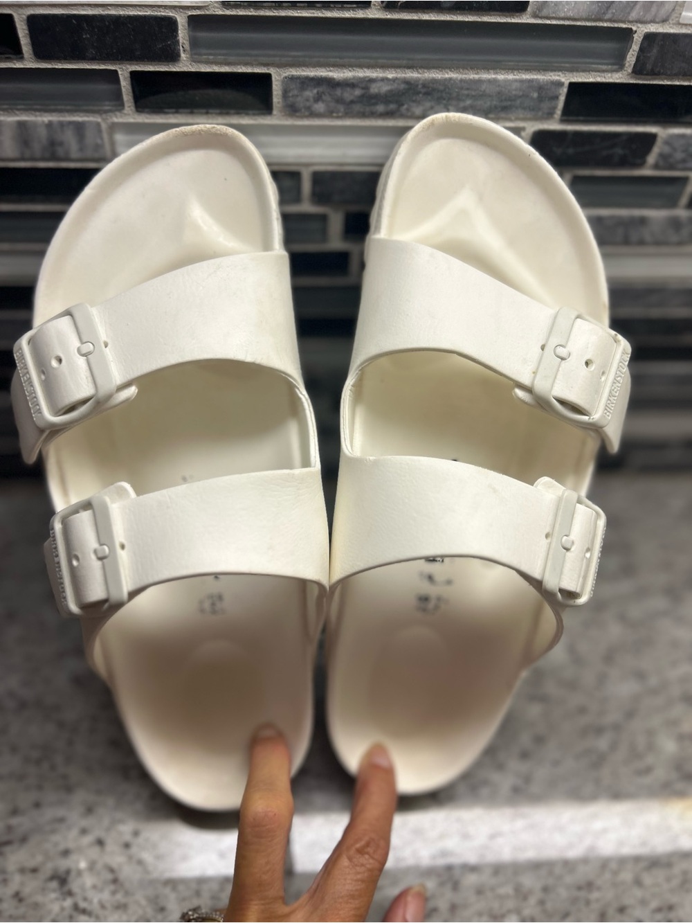 Birkenstock Arizona EVA White Double Strap Slide Sandals size 7 (38) - Picture 3 of 8